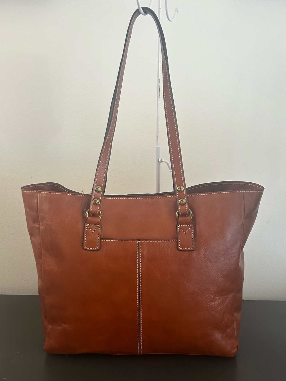 Patricia Nash Brown Italian Leather Large Tote Shoulder Bag Work Laptop - Picture 8 of 12